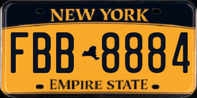 NY license plate FBB8884