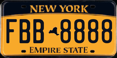 NY license plate FBB8888