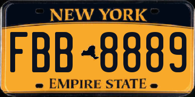 NY license plate FBB8889