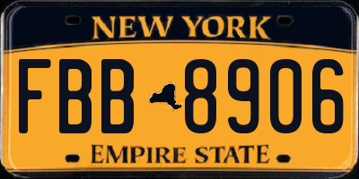 NY license plate FBB8906