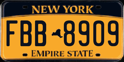 NY license plate FBB8909