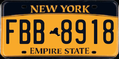 NY license plate FBB8918