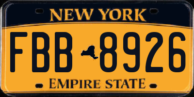 NY license plate FBB8926
