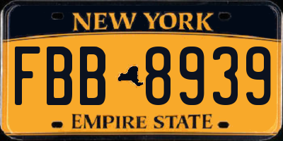 NY license plate FBB8939