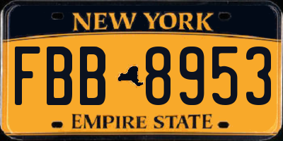 NY license plate FBB8953