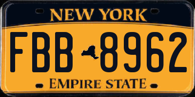 NY license plate FBB8962
