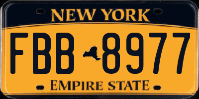 NY license plate FBB8977
