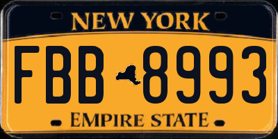 NY license plate FBB8993