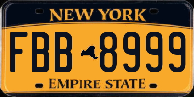 NY license plate FBB8999