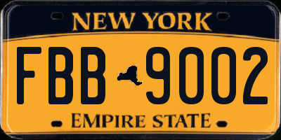 NY license plate FBB9002