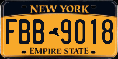 NY license plate FBB9018