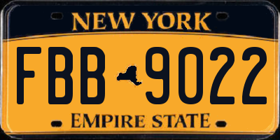 NY license plate FBB9022