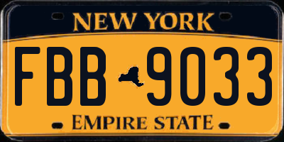 NY license plate FBB9033