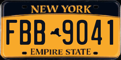 NY license plate FBB9041
