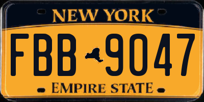 NY license plate FBB9047