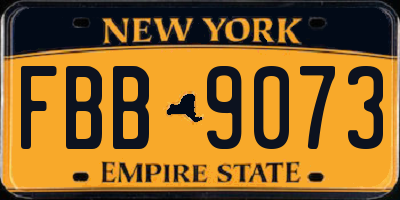 NY license plate FBB9073