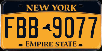 NY license plate FBB9077