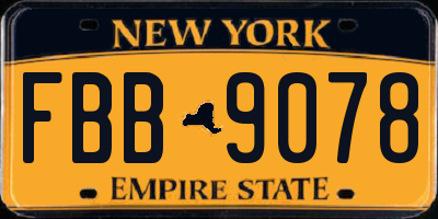NY license plate FBB9078