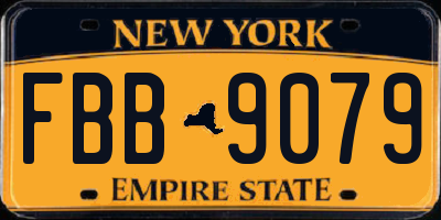 NY license plate FBB9079