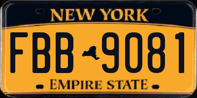 NY license plate FBB9081
