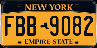 NY license plate FBB9082