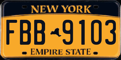 NY license plate FBB9103