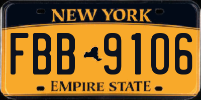 NY license plate FBB9106