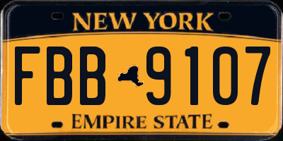 NY license plate FBB9107