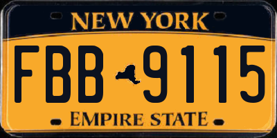 NY license plate FBB9115