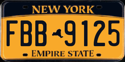 NY license plate FBB9125