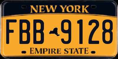 NY license plate FBB9128