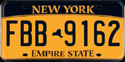 NY license plate FBB9162