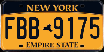 NY license plate FBB9175