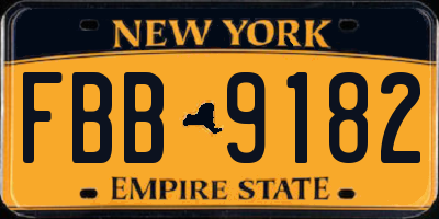 NY license plate FBB9182