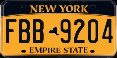NY license plate FBB9204
