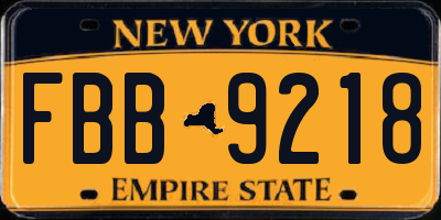 NY license plate FBB9218