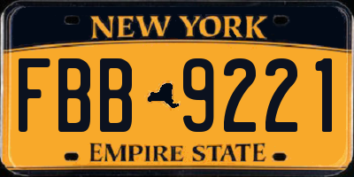 NY license plate FBB9221