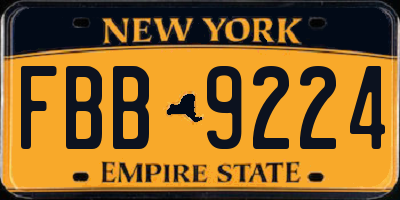 NY license plate FBB9224
