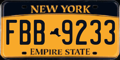 NY license plate FBB9233