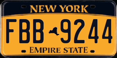 NY license plate FBB9244