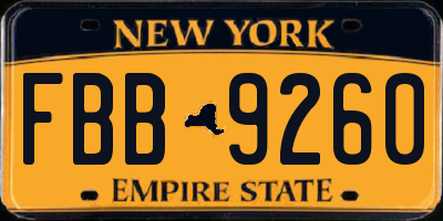 NY license plate FBB9260
