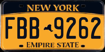NY license plate FBB9262