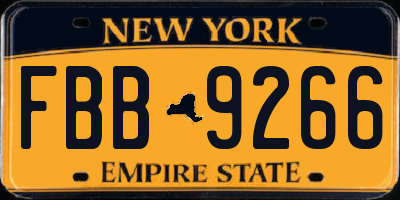 NY license plate FBB9266