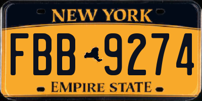NY license plate FBB9274