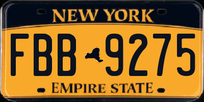 NY license plate FBB9275
