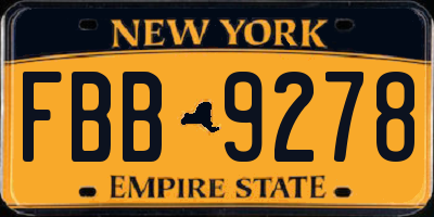 NY license plate FBB9278