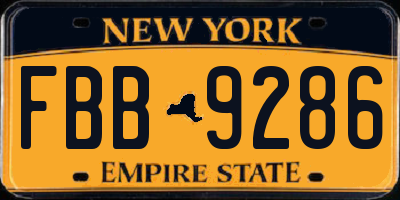NY license plate FBB9286