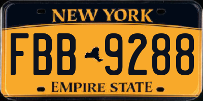 NY license plate FBB9288