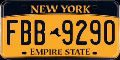 NY license plate FBB9290