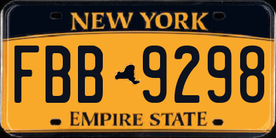 NY license plate FBB9298